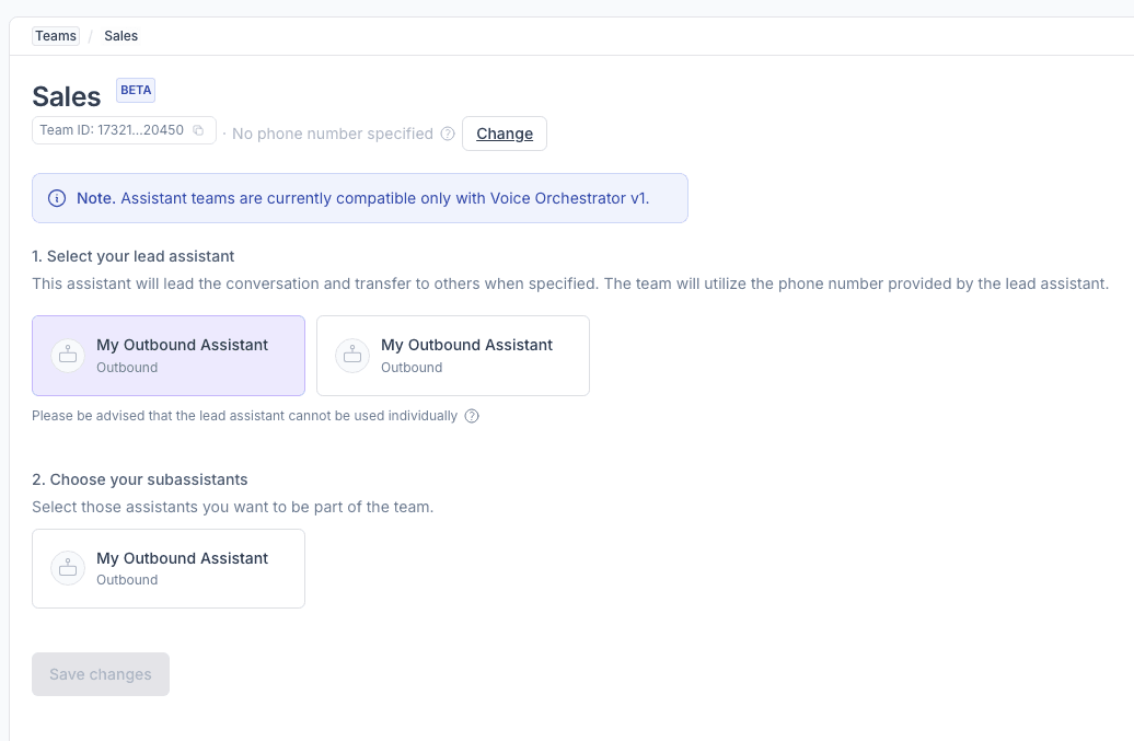 Assistant Teams Synthflow Screenshot