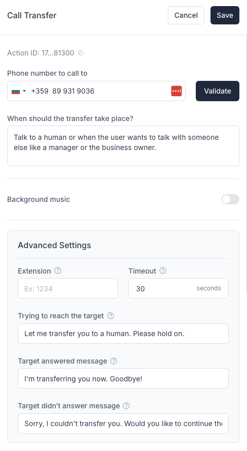 Call Transfer in Synthflow AI