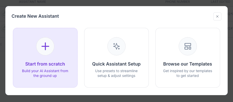 Building an AI assistant from scratch in Synthflow AI