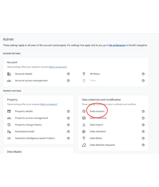 GA4 Admin Panel Screenshot