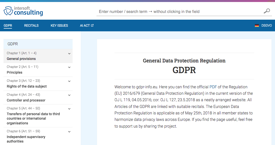 GDPR Screenshot