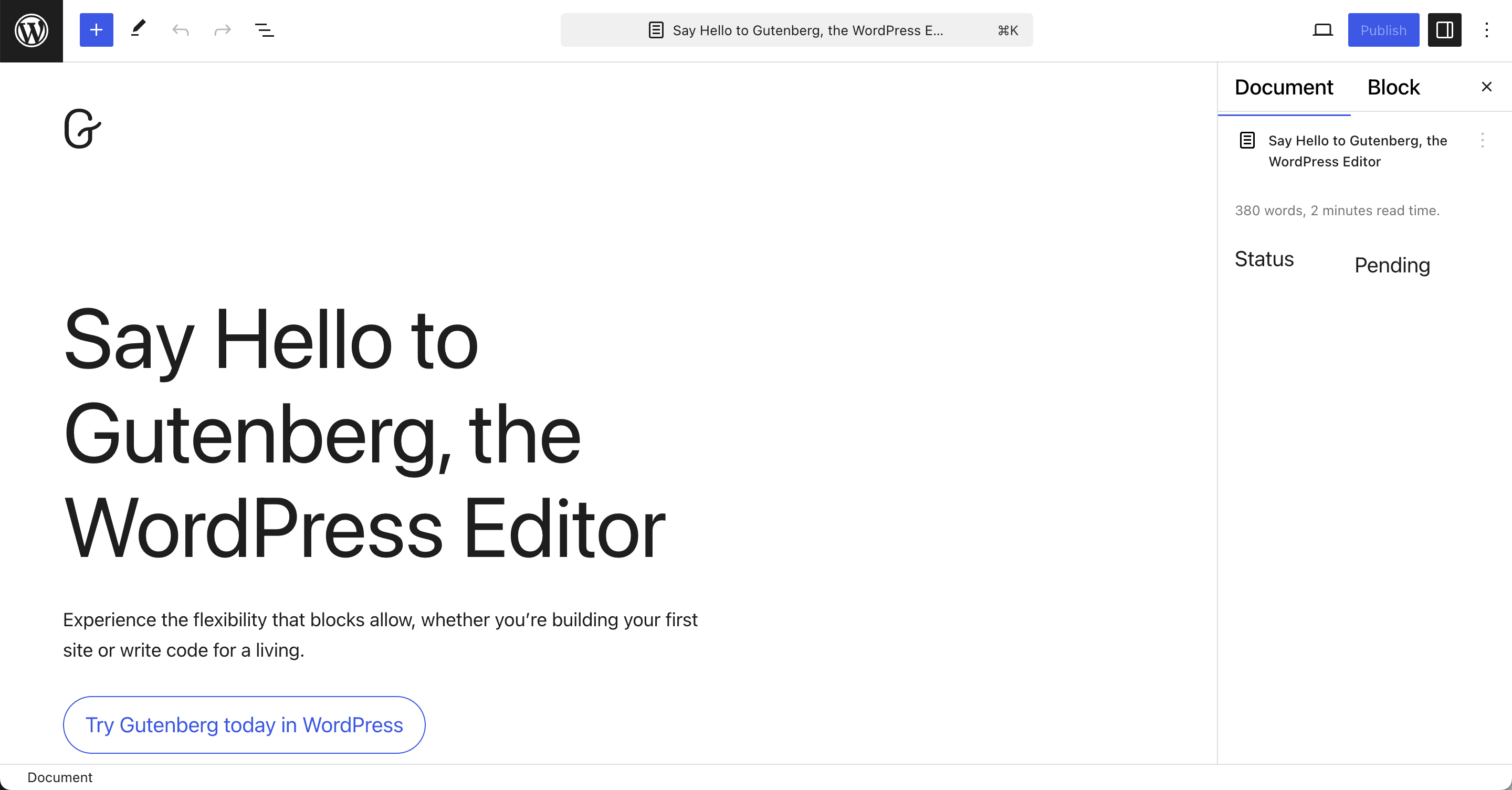 Gutenberg Website Builder Screenshot