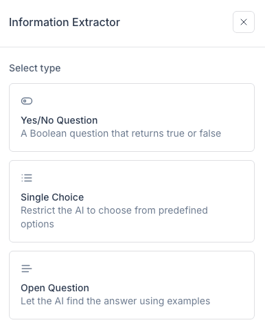 Screenshot of settings for Synthflow AI agents to extract information from a call