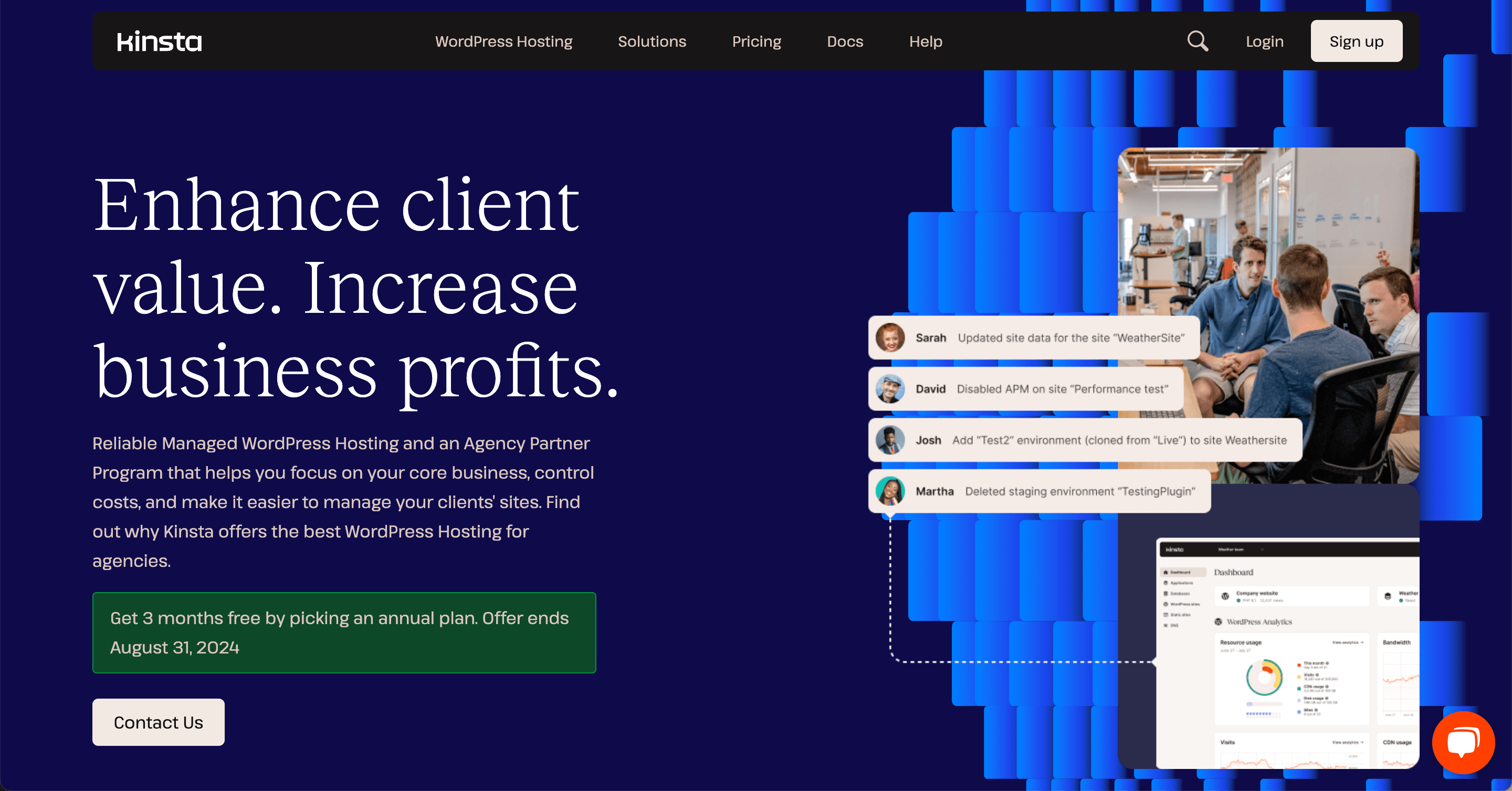 Kinsta Agency Web Hosting Page Screenshot