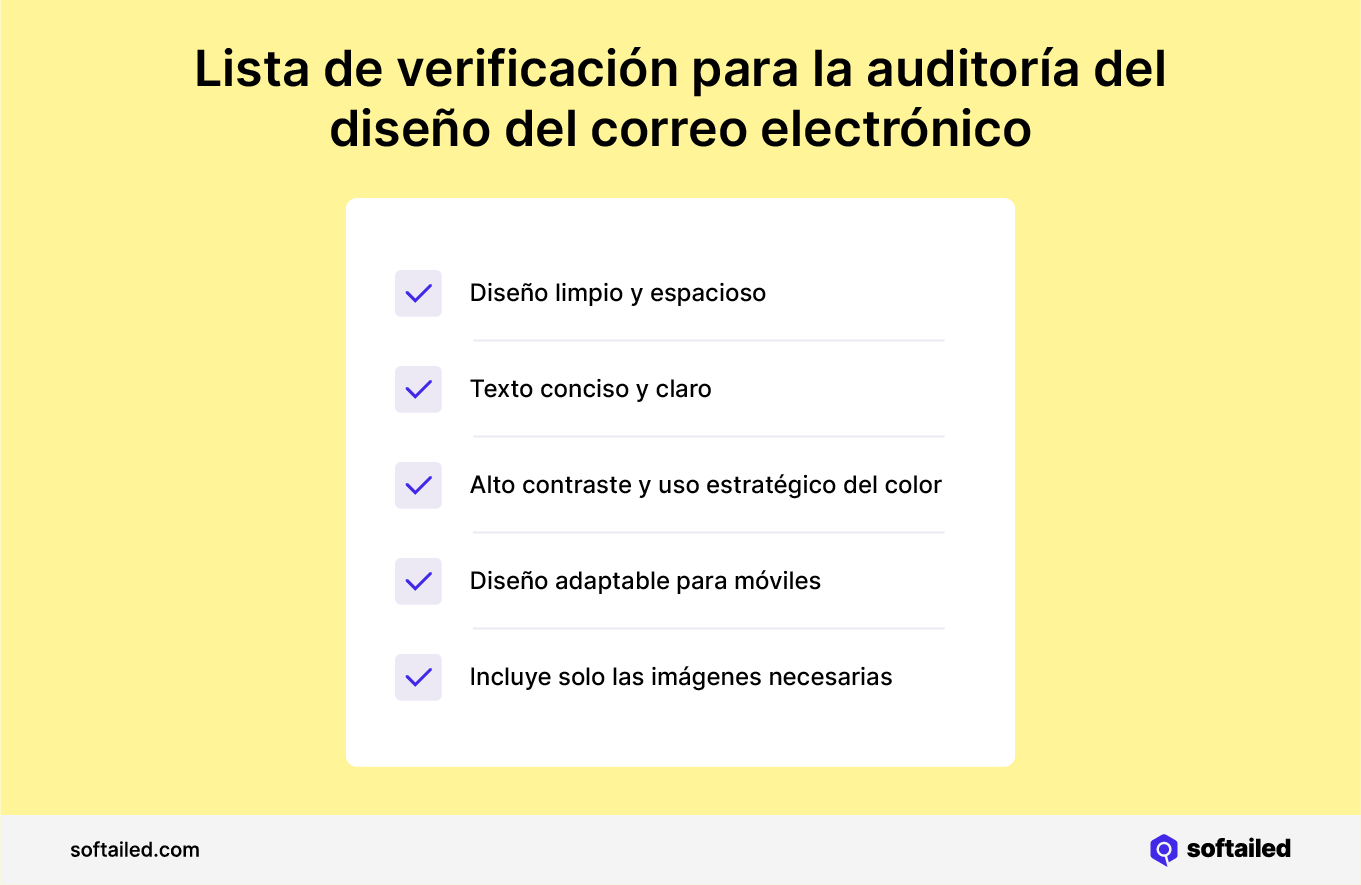 Lista de verificación para la auditoría del diseño del correo electrónico