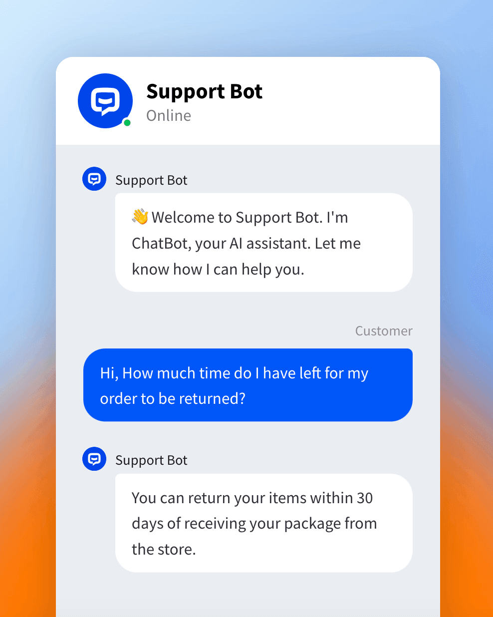 Screenshot of AI Support Chat