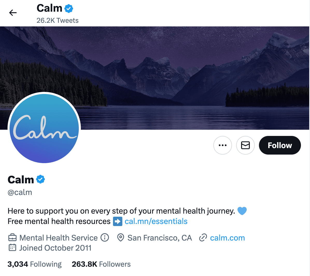 Twitter Bio Calm App