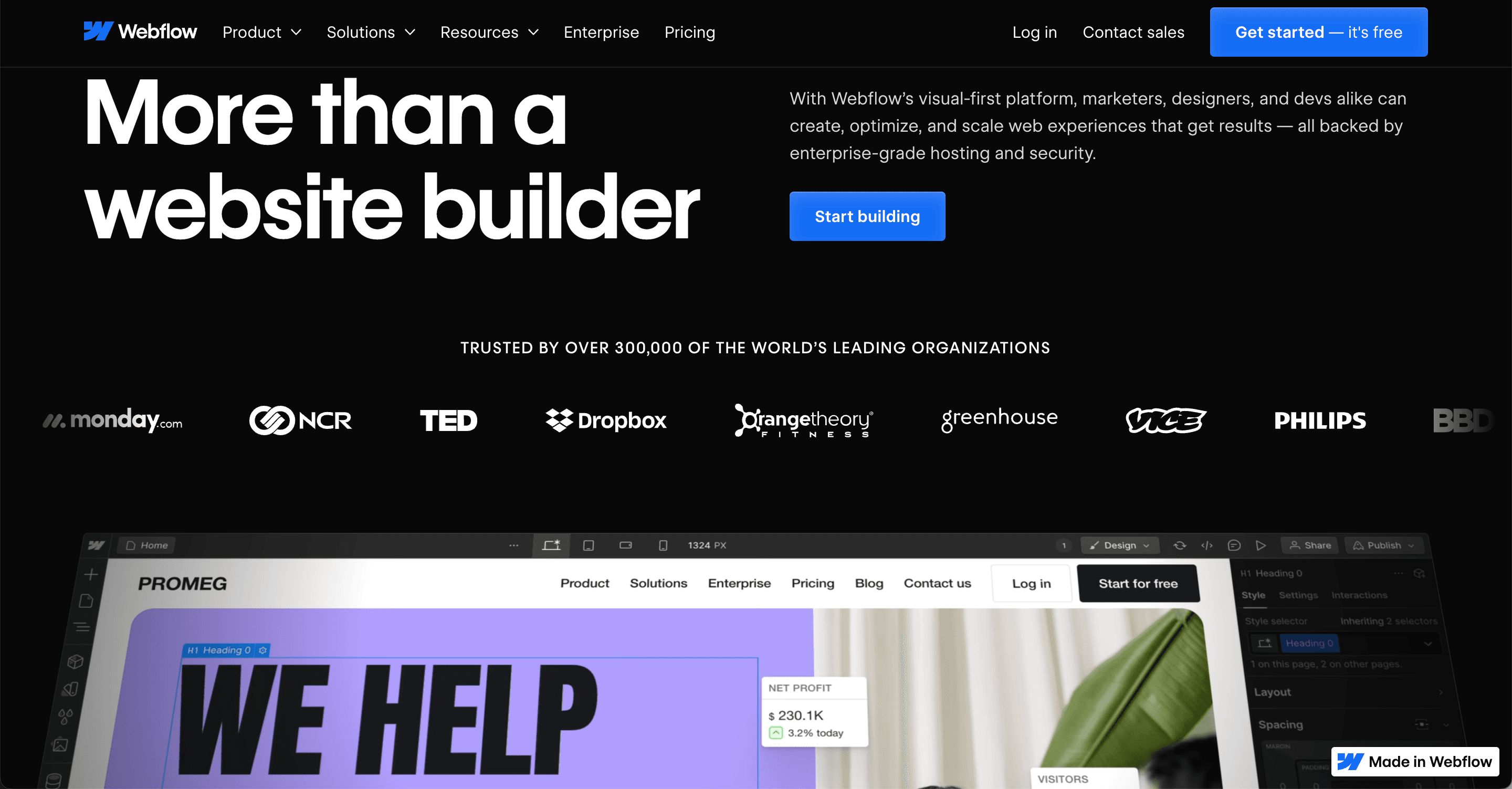 Webflow Website Builder Screenshot