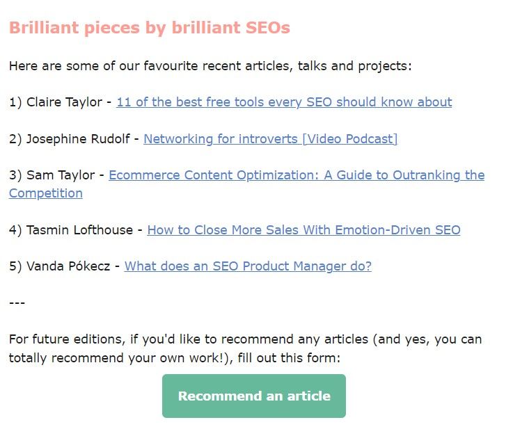 Women in Tech SEO Email Sample 2 Screenshot