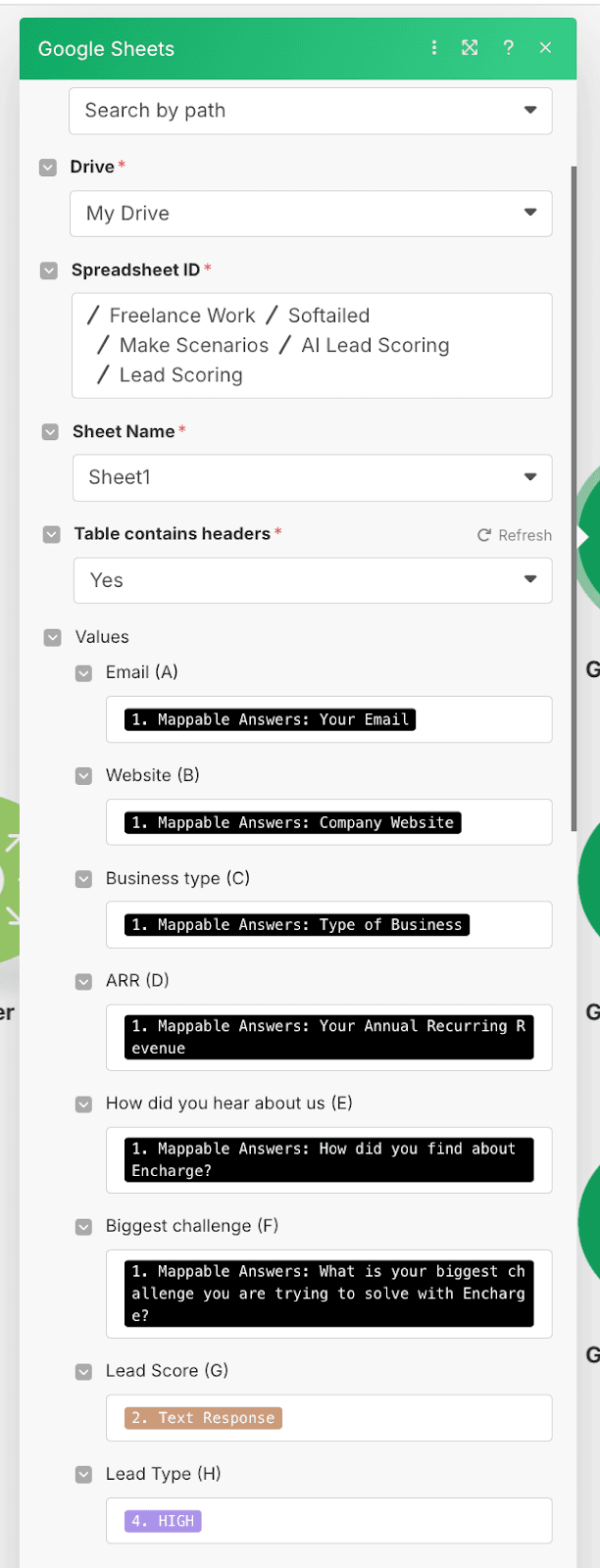 Adding Rows Google Sheet Module Make