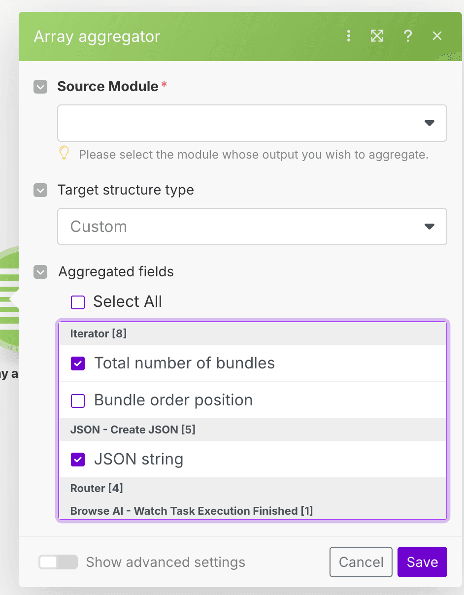 Array Aggregator Make