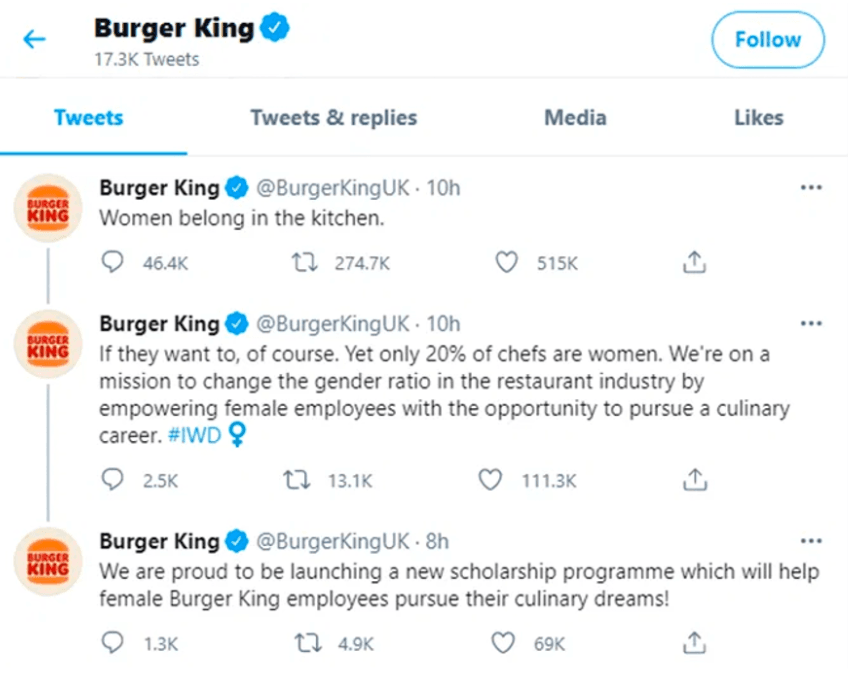 Burger King Women In Kitchen Tweet