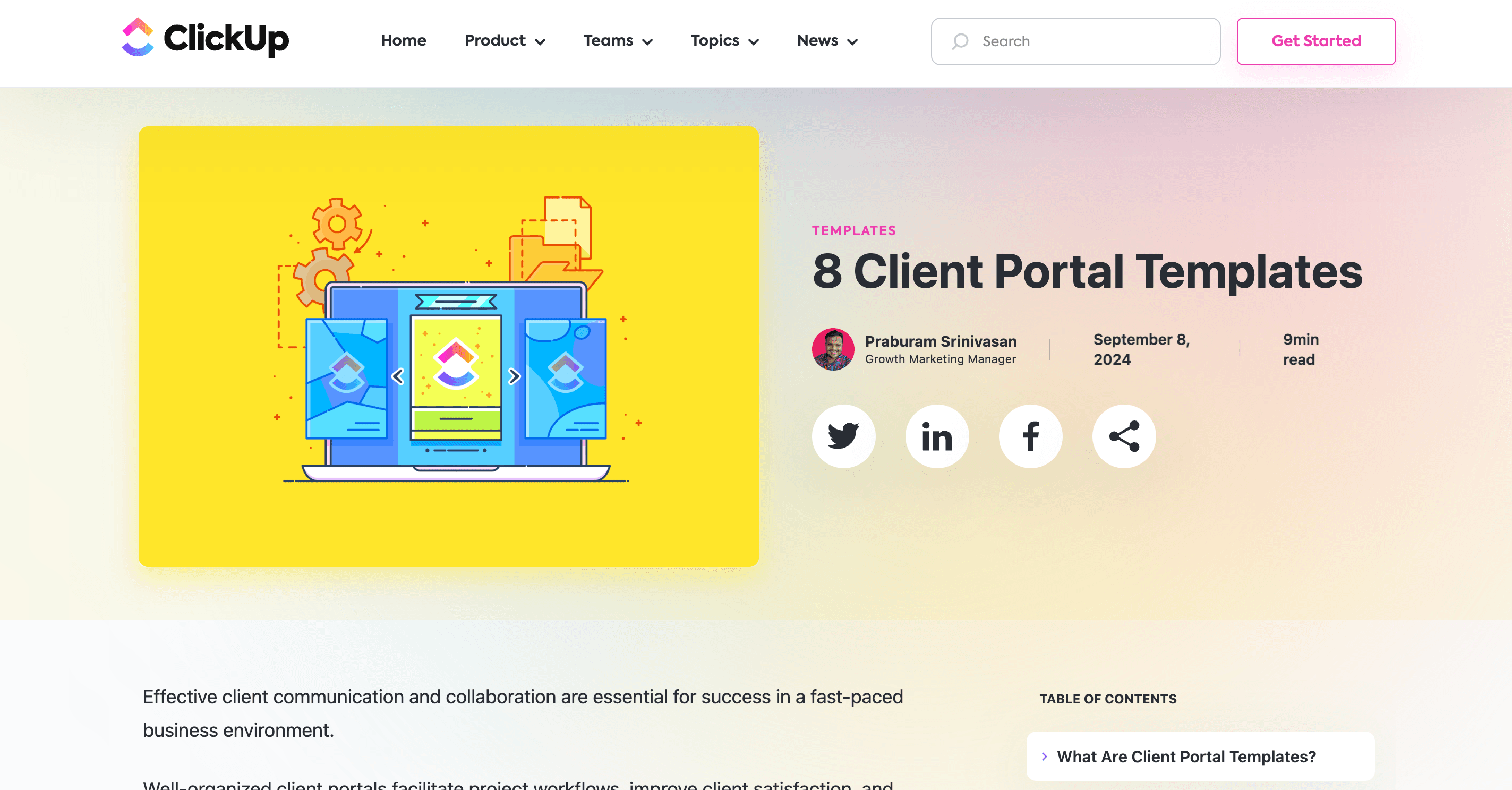 Clickup Project Manager Client Portal Screenshot