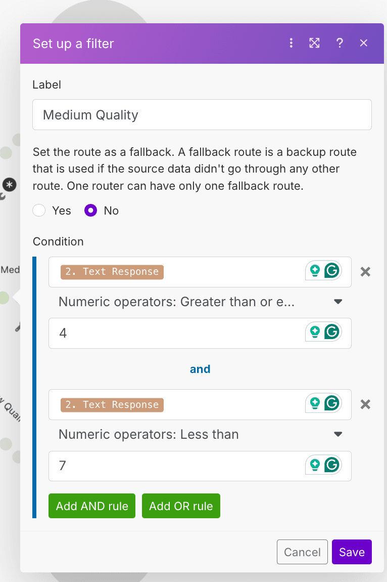 Filter Response Make
