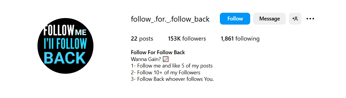 Follow Follow Back Instagram Example