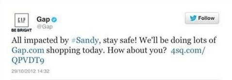 Gap Sandy Tweet