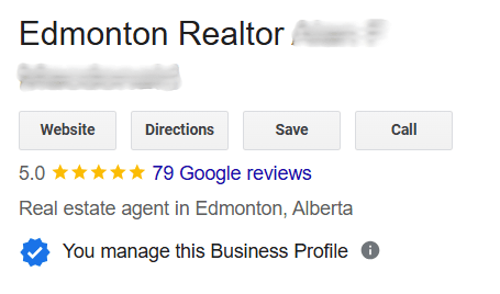 Google Business Profile title altered to place Edmonton Realtor ahead of the person's name