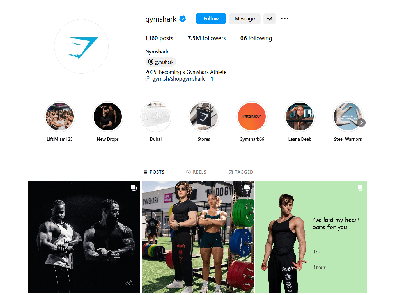 Gymshark Instagram page