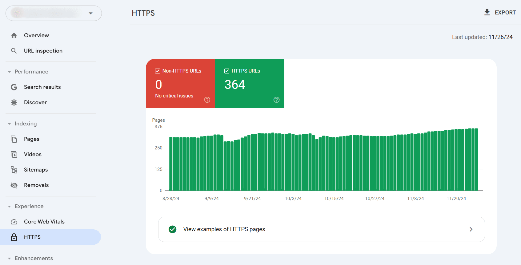 Indexing Report Google Search Console shows HTTPS pages and whether any HTTP pages are indexed