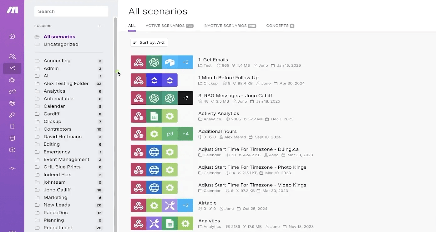 Folder Structure for Workflow Management inside Make.com