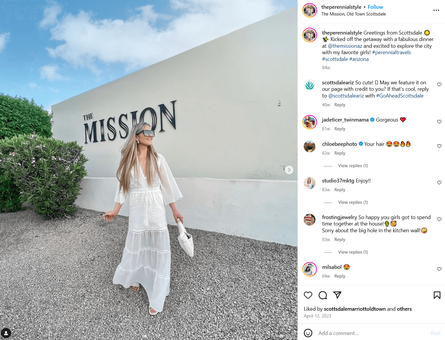 Perennial Style Shout Out Instagram tags the business she's visiting