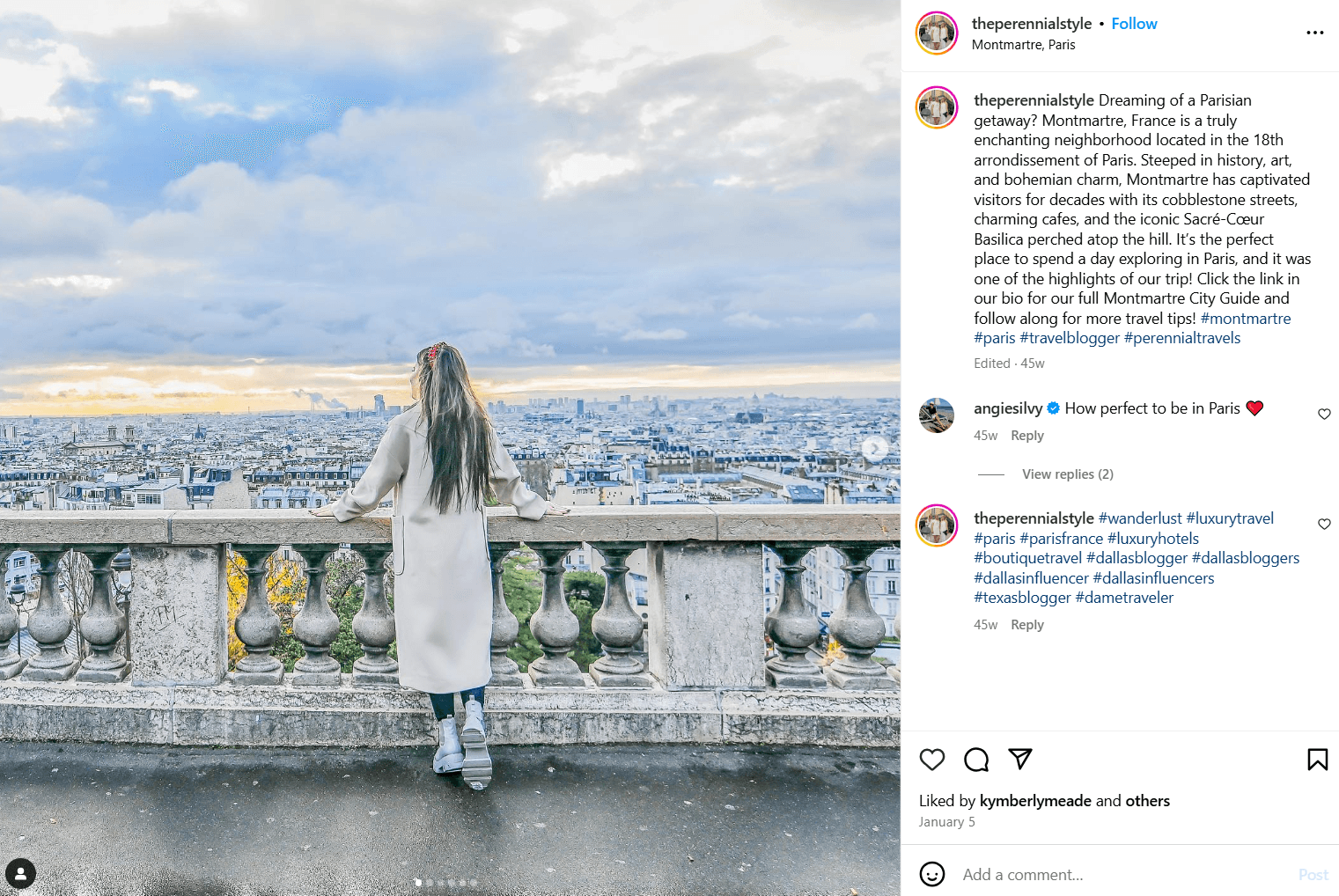 Perennial Style Travel Post on Instagram shares a beautiful photo of Paris