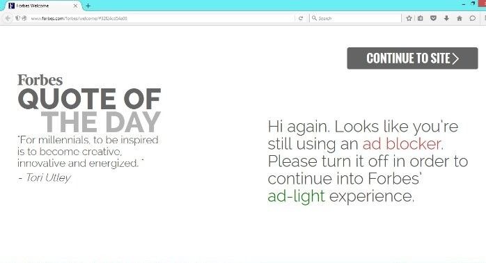 Forbes ad blocker popup