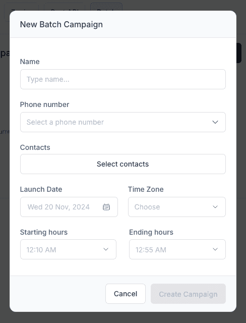Synthflow Batch Campaigns allows you to send bulk outbound campaigns