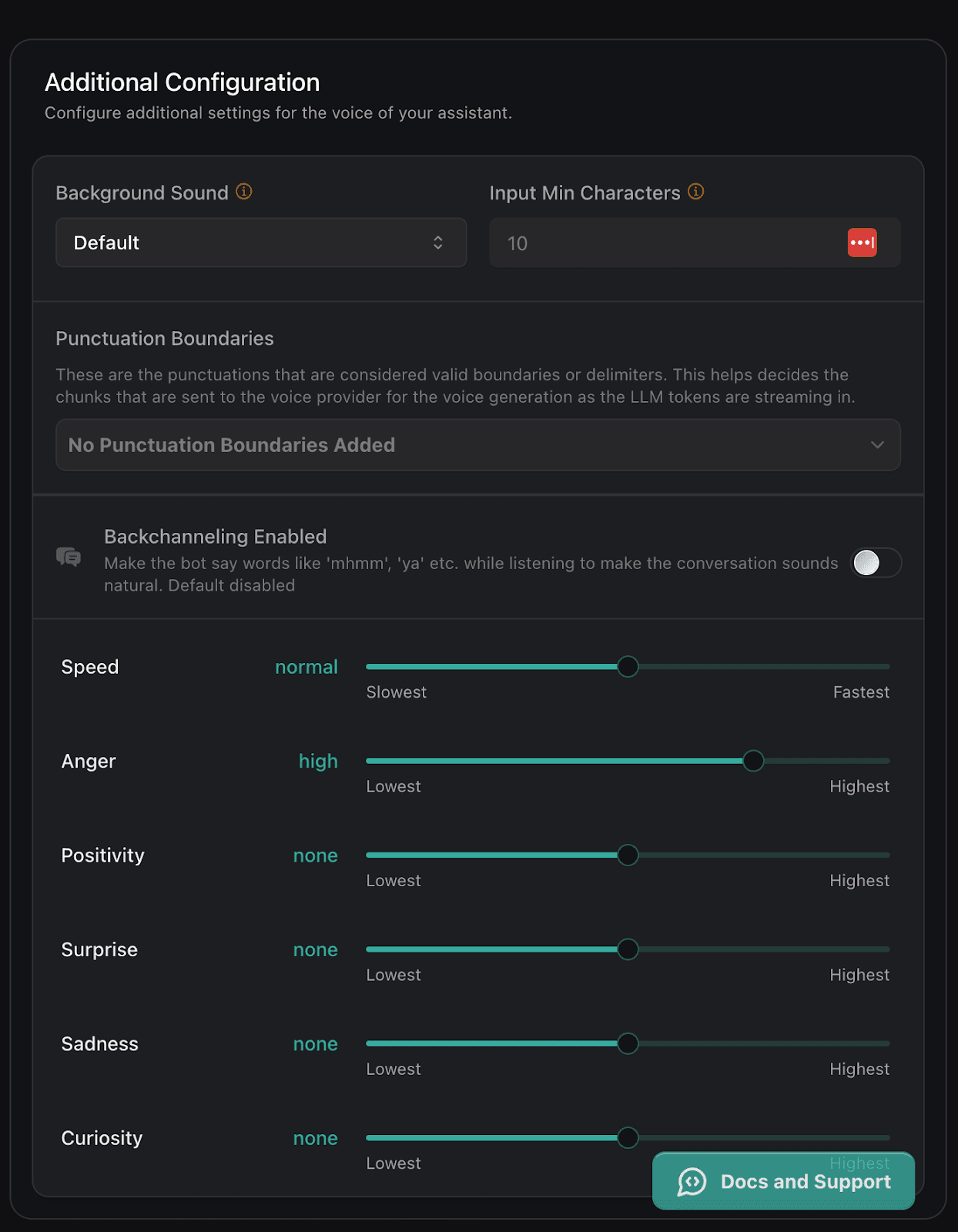 Vapi Voice Settings allow for granular adjustment in speed and emotion