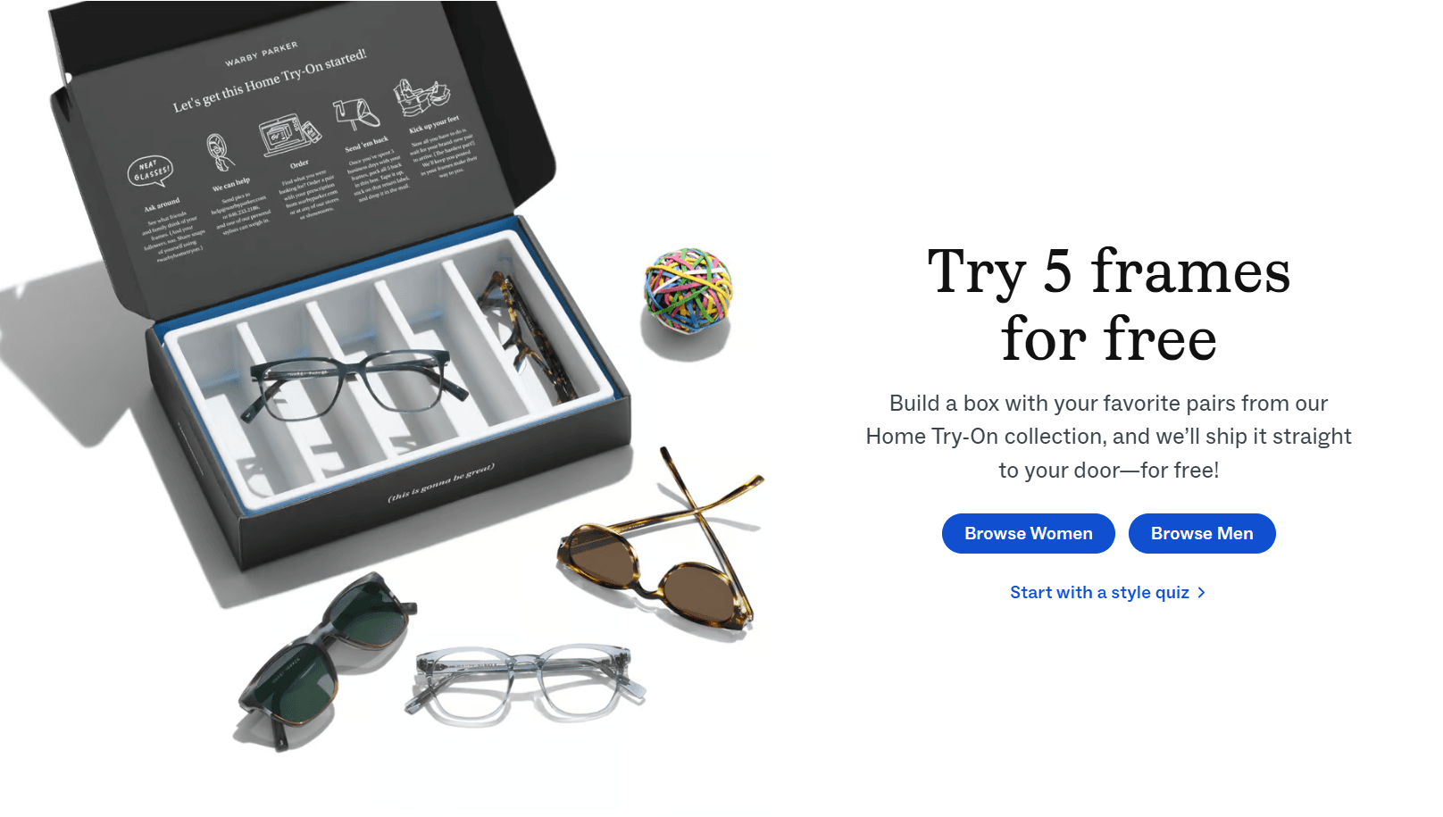 Warby Parker's Try 5 for Free initiative shows a strong commitment to customer service