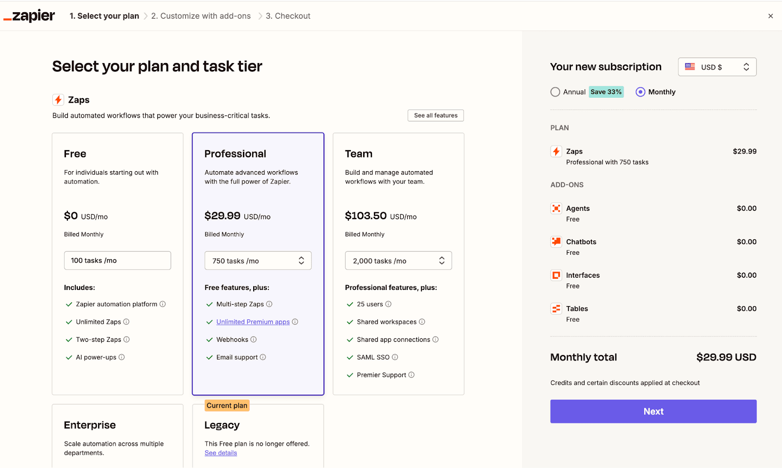 Zapier Pricing